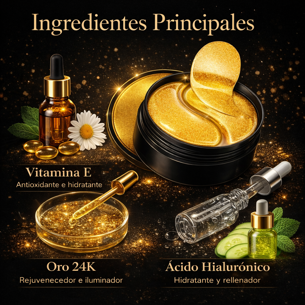Parches de Oro 24K para Ojos – 60 Pcs ✨👁️