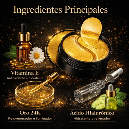 Parches de Oro 24K para Ojos – 60 Pcs ✨👁️